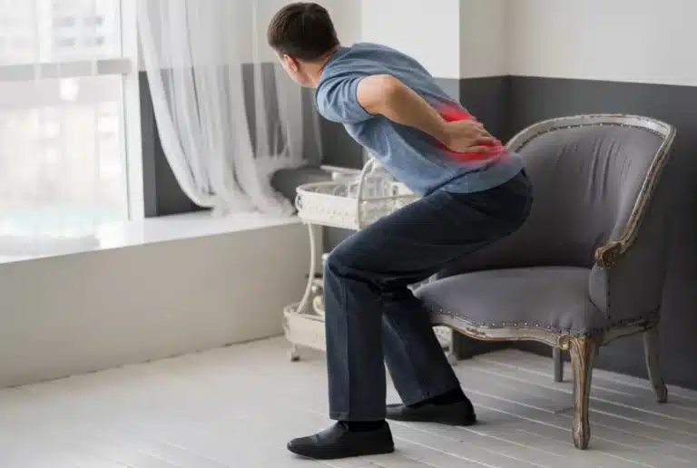 Homme souffrant de douleurs lombaires causées par une arthrose